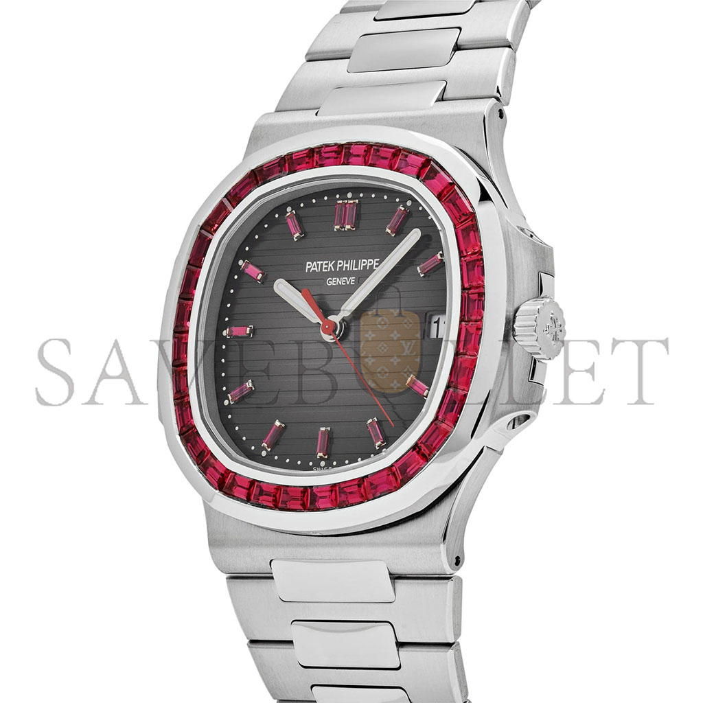 P**ek Ph**ppe nautilus platinum grey dial ruby bezel 5711/112p-001
